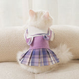 Autumn And Winter New Cats Cute Rabbit Lapel JK Dress College Style Dress Small And Medium-Sized Puppy Pet Clothes