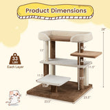 2-in-1 Cat Tree Tower Pet Steps with Sisal Scratching Posts and 4 Large Platforms-Brown