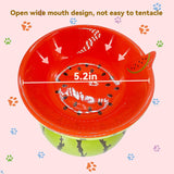 Ceramic Raised Cat Bowl 5In Elevated Wide Cat Bowl For Food And Water Anti Vomiting Tilted Pet Feeder Dish For Indoor Cats And Small Dogs