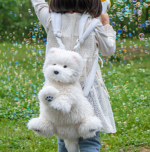 Westie Dog Backpack – Plush Bag for Girls & Puppy Lovers