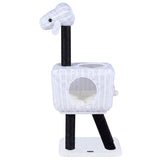 43-Inch Lamb-Shaped Cat Tower with 2-Door Rattan Condo for Indoor Kittens
