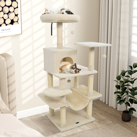 58" Multi-Level Cat Tree Soft Plush Cat Tower with Padded Top Perch