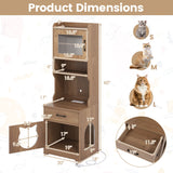Cat Litter Box Enclosure with LED Light & Charging Station