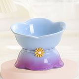 Cute Cat Bowl Ceramic Flower Gradient