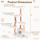 66 Inch Tall Solid Wood Cat Tree Modern Wooden Cat Tower with Perch-White