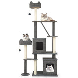 71 Inch Tall Cat Tree Multi-Level Large Cat Tower with Scratching Posts-Grey