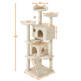 Ultimate 70" Double Condo Cat Tree with Scratching Posts - Creamy Comfort for Your Feline Friends!