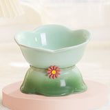 Cute Cat Bowl Ceramic Flower Gradient