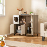 Cat Litter Box Enclosure with Scratching Posts and Platform