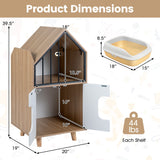 Cat Litter Box Enclosure with Shelf and Double Doors
