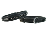 Derby Dog Designer Series USA Leather Padded Dog Collar with Swarovski Crystal Inlay with Stainless Steel Rolled Buckle for Comfort