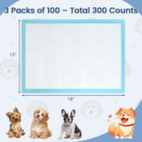 Dog and Puppy Pee Pads 18" x 13" (300 Counts) for Potty Training-Blue