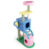Elephant Themed Cat Tree for Adult Cats Multi-level Kitty Tower with 2 Condos
