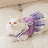 Autumn And Winter New Cats Cute Rabbit Lapel JK Dress College Style Dress Small And Medium-Sized Puppy Pet Clothes
