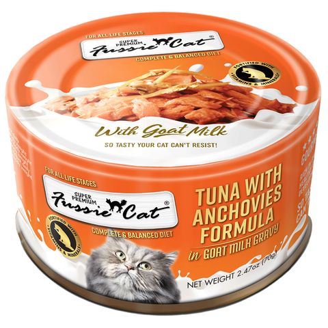 Fussie Cat Tuna & Anchovies In Goat Milk Cat Cans (2.47oz)