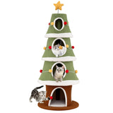 Large Christmas Cat Tree for Indoor Cats 61 Inch Cute Cat Tower with 4 Condos-Green
