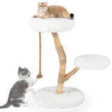 Wooden Cat Tree Tower with Perch and Scratching Posts