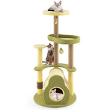 Freestanding Multi-level Avocado Cat Tower with Private Condo-Green