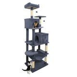 Multi-level Cat Tree Modern Cat Tower with Upholstered Perch and 2 Cat Condo