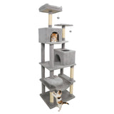 Multi-level Cat Tree Modern Cat Tower with Upholstered Perch and 2 Cat Condo