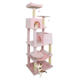 Multi-level Cat Tree Modern Cat Tower with Upholstered Perch and 2 Cat Condo