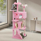 70" Tall Pink Cat Tree – Indoor Cat Tower with Scratching Posts & Climbing Platform