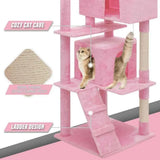 70" Tall Pink Cat Tree – Indoor Cat Tower with Scratching Posts & Climbing Platform