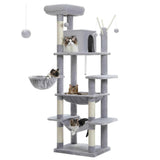 Extra Tall Cat Tree Tower – 6–7 ft Multi-Level Plush Condo with Scratching Posts