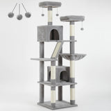 Extra Tall Cat Tree Tower – 6–7 ft Multi-Level Plush Condo with Scratching Posts