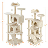 Ultimate 70" Double Condo Cat Tree with Scratching Posts - Creamy Comfort for Your Feline Friends!