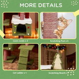 Wide Christmas Cat Tree Tower for Indoor Cats with Multi-Level Design