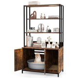 Cat Litter Box Enclosure with Storage and 3-tier Shelves