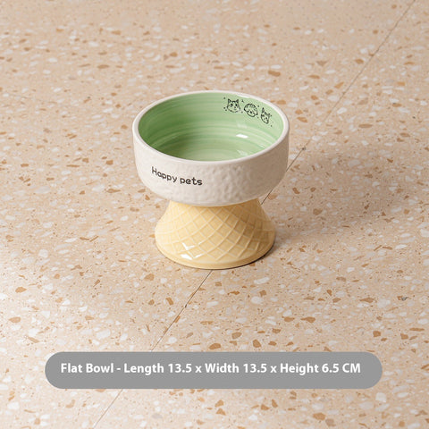 Ceramic High Foot Cat Bowl Neck Protection Not Easy To Knock Over Snack Dish Drinking Water