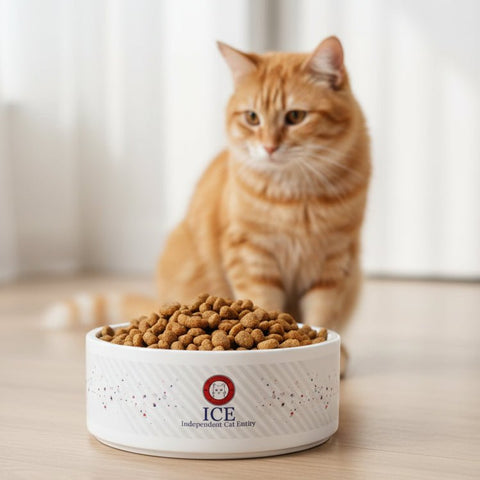 ICE – Independent Cat Entity Ceramic Cat Bowl | Political Parody