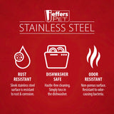 Jeffers Pet Embossed No-Tip Anti-Skid Stainless Steel Pet Bowls for Dogs, Cats, Puppies, Kittens – Rubber Base, Food & Water Feeding Dish