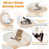 4-in-1 Large Wooden Cat Tower with Space Capsule Nest for Indoor Cats