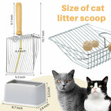 Thirdream Stainless Steel Cat Litter Scoop with Wood Grip Heavy Duty